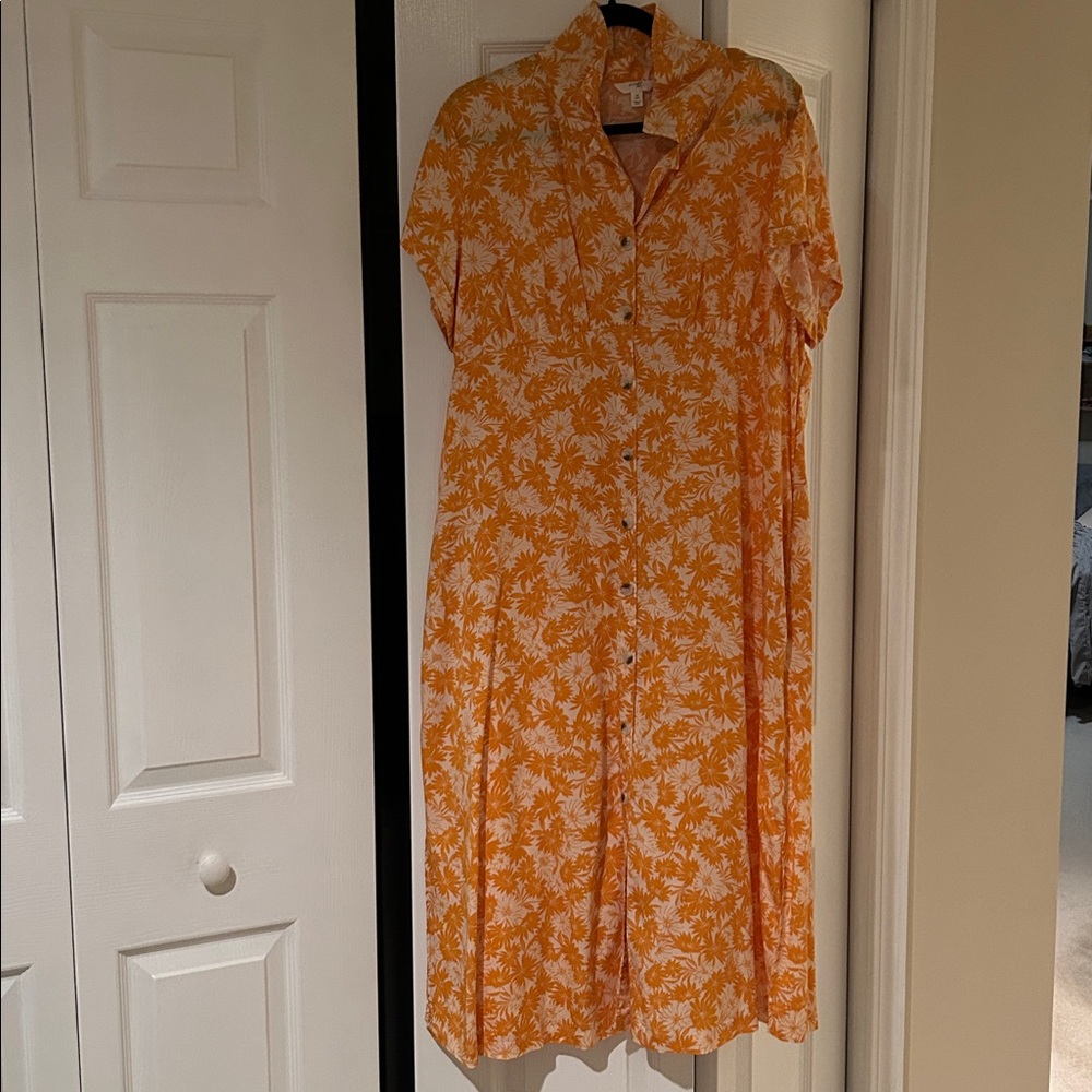 Terra & Sky Orange Floral Blouse Maxi Dress with Pockets